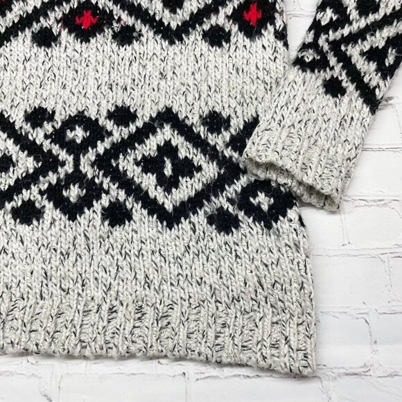Zara Diamond Knit Sweater Kids 11-12 Gray Black Red - Picture 5 of 6